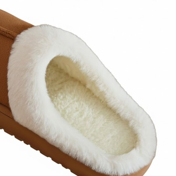 Men's Faux Fur Lined Slip-On SlippersCozy Warm Winter House Shoes~ (Camel/Tan) - Picture 3 of 6